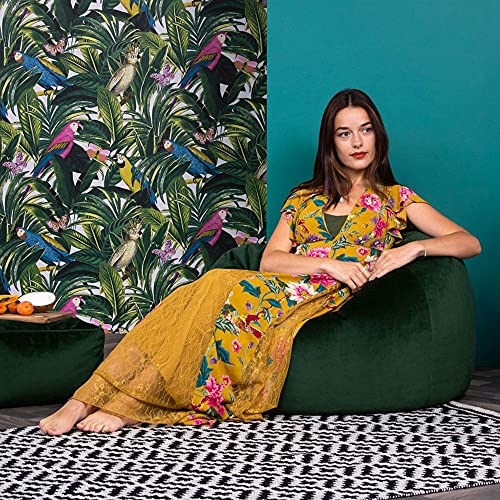 Icon Klassischer Sitzsack „Aurora“, Plüschsamt, Grün, Sitzsack Sessel für Erwachsene mit Füllung, Groß Sitzsäcke für das… – Bild 3