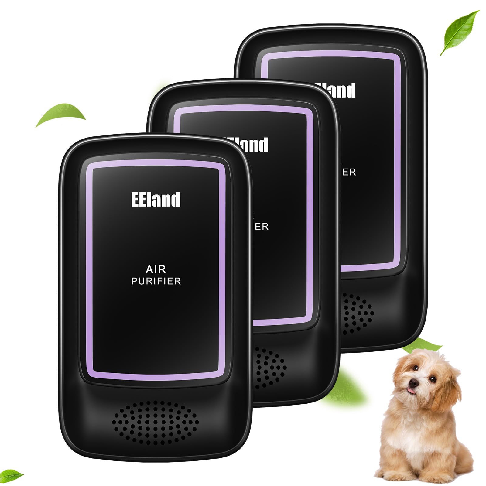Photo 1 of EEland Air Ionizers for Home (3 Pack), Air Purifier Plug In, Portable Negative Ion Generator, Cat Litter Deodorizer, Ozone Free Quiet Air Freshener for Pet Odor, Bedroom & Office