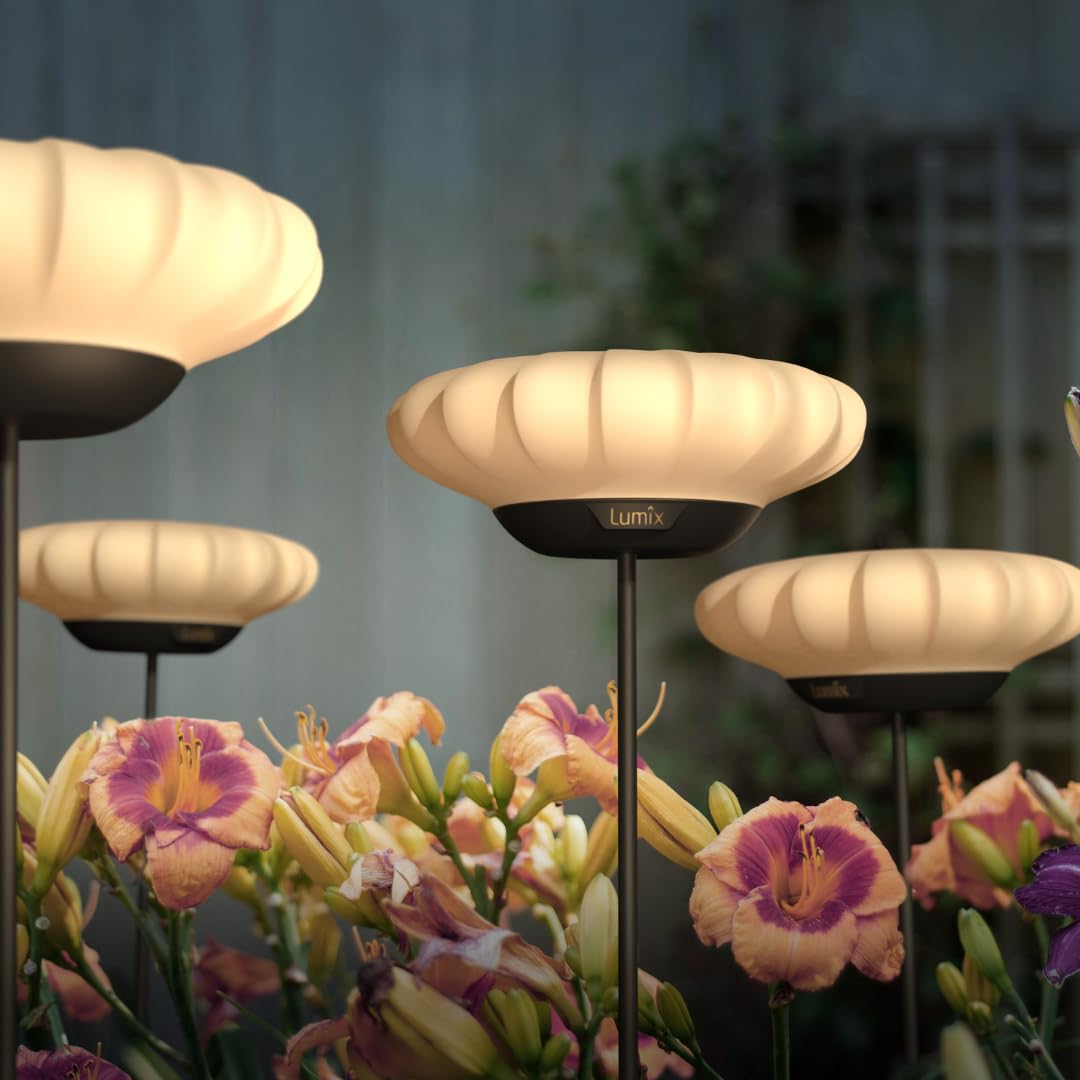 Lumix® Solar Flowers 1x Solarleuchte für Außen Garten von Krinner innenliegendes Solarpanel, IP44, Auto EIN/AUS mit RGB, Auto Change und neutralem LED Licht, Gartenleuchte Sunny 1 Stück