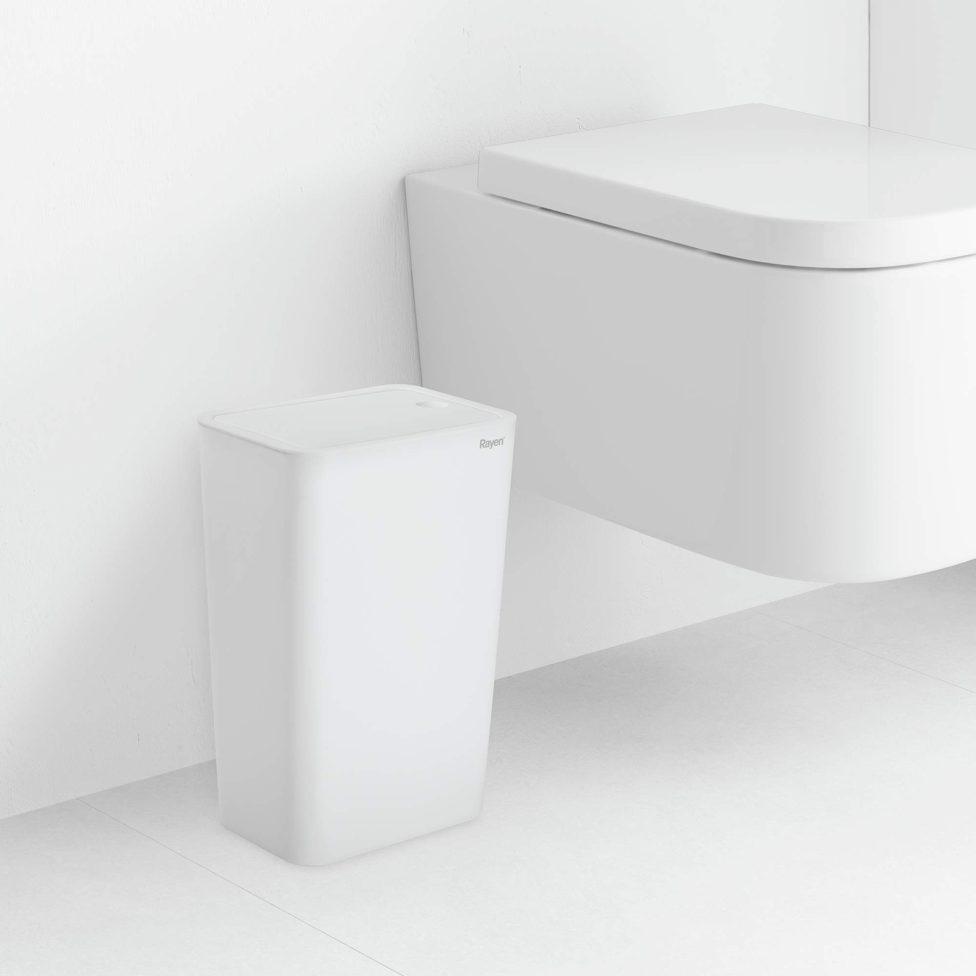 Rayen Papelera para Baño con Tapa | Capacidad de 9 litros | Blanco, PP, Medida: 22 x 16 x 33 cm