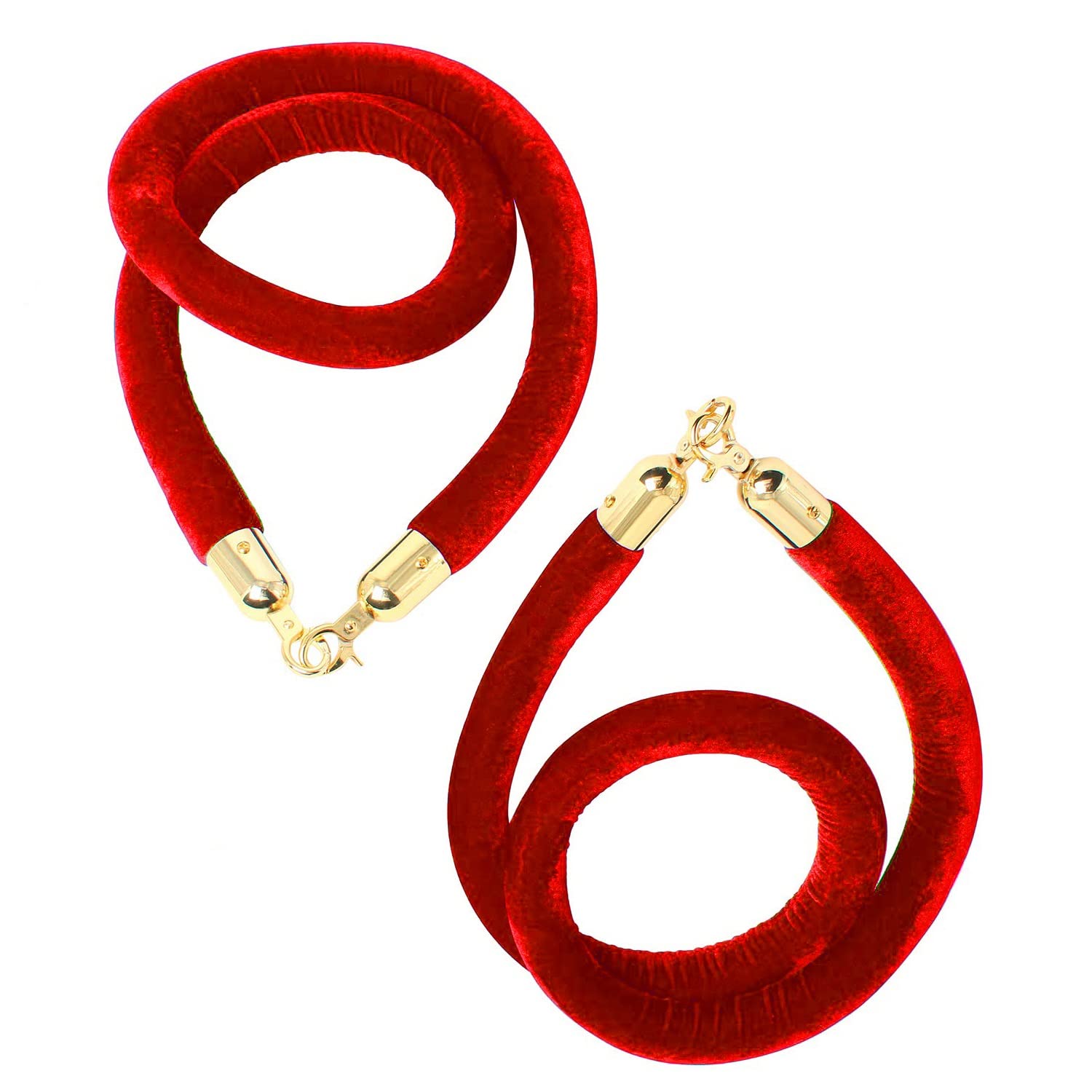 Corda per il controllo della folla, Paletto di sicurezza con ganci placcati in oro, Corda di sicurezza in velluto per hotel, feste/concerti, rossa, 150 cm