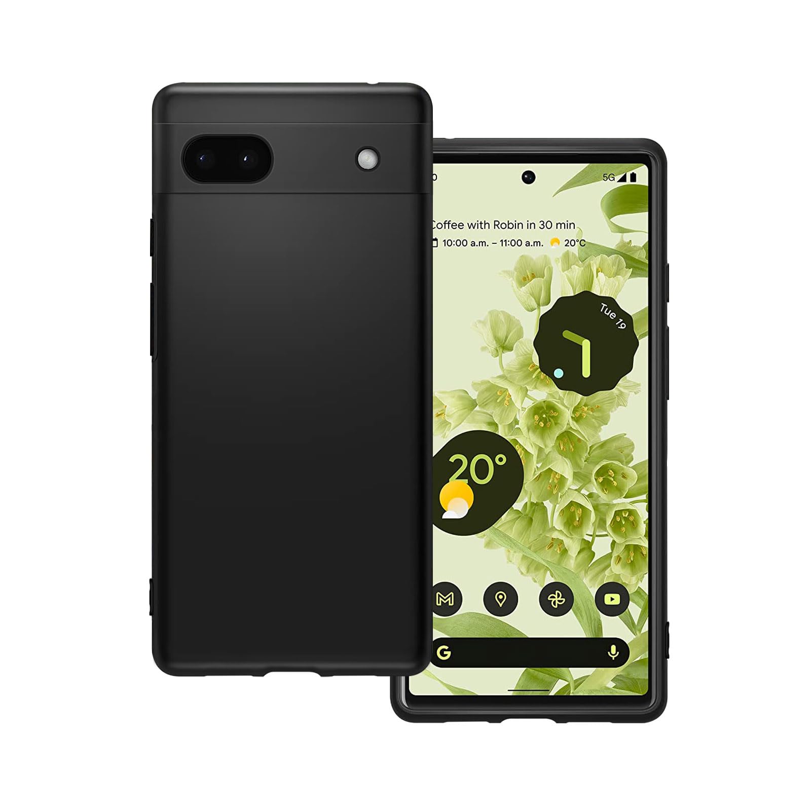 Plus Protection Matte Finished Back Cover Case for Google Pixel 6A | Rubberized TPU | Slim Thin Soft Matte Flexible Matte Touch Shockproof - Matte Black (B0CBH8TZLQ) Amazon Price History, Amazon Price Tracker