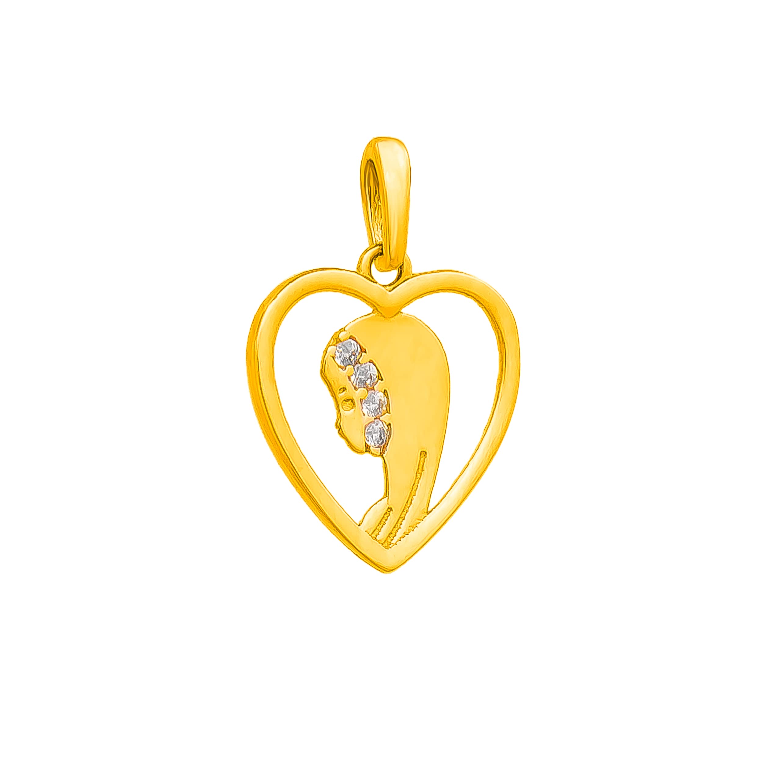Anhänger Heilige Jungfrau Maria Gold Gelbgold 333 8K Goldanhänger Kettenanhänger Herz Gottesmutter Medaille Medaillon Zirkonia für Damen Mädchen Jungen Kinder
