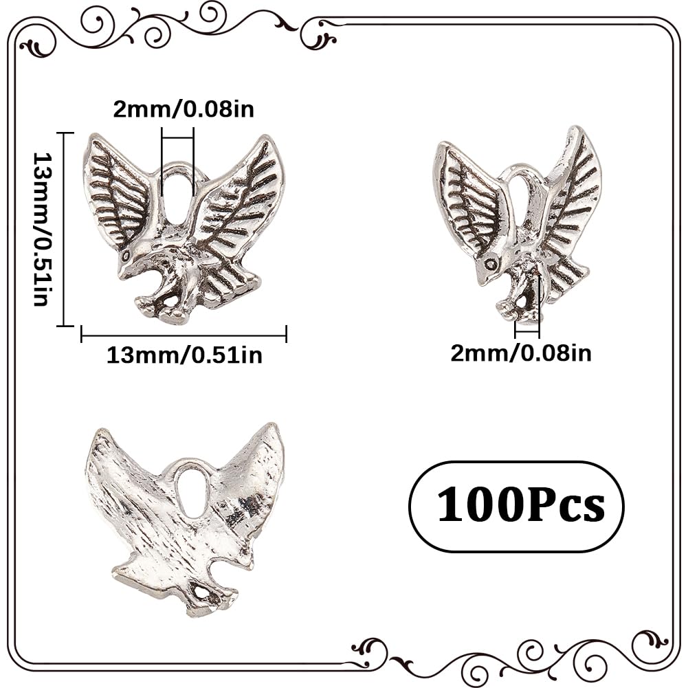 SUNNYCLUE 1 Scatola 100 Pezzi Ciondoli Aquila Sfusi Fascino Patriottico Stile Tibetano Argento Antico Usa Americano 4 Luglio Fascino Giorno Dell' Indipendenza Uccello Falco Ciondoli Per La Creazione Di