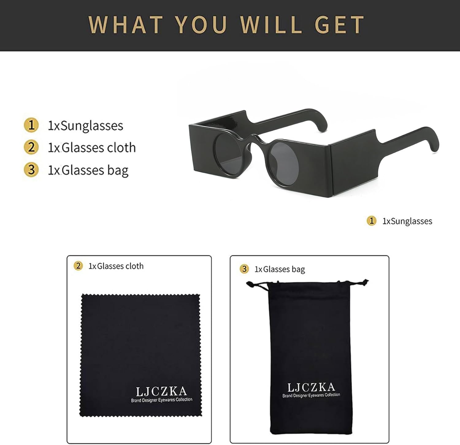 LJCZKA Retro Punk Sunglasses for Men Women Trendy Vintage Side Shield Unique Small Rectangle Hip Hop Sun Glasses - Image 5