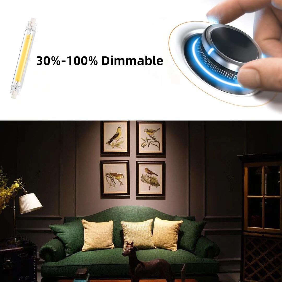 R7S LED 118mm Blanc Chaud 3000K, 10W Remplacer Halogène R7S J118 100W, AC 220V-240V 1000LM R7S COB LED Ampoule Linéaire 118mm, 2pcs - Maison