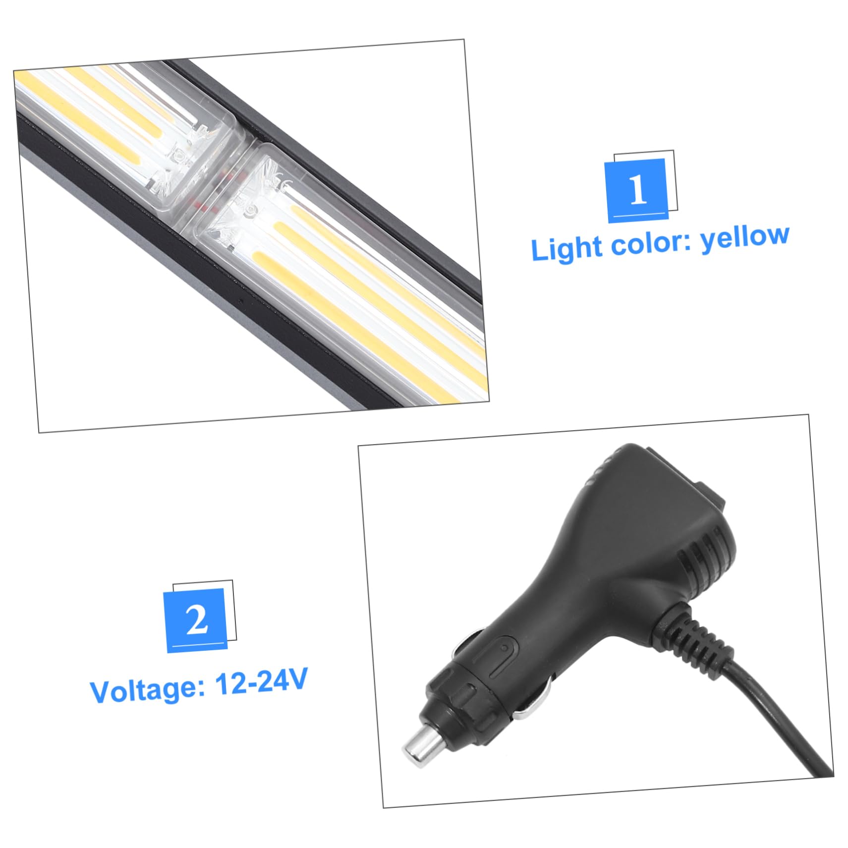 Cabilock Luz Estroboscópica Amarilla para Coche y Vehículo Industrial | Aleación de Aluminio, Pc, Cobre, Abs y Goma, Alta Luminosidad, Ligera, Instalación Sencilla