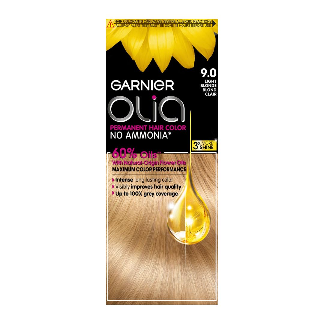 Olia, No Ammonia Permanent Hair Color With 60% Oils, 9.0 Light Blonde