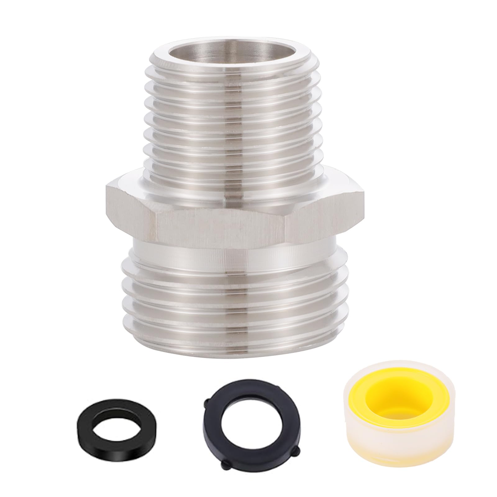 Photo 1 of 304 Stainless steel garden hose Adapter Bathroom shower tube to garden hose adapter, 3/4" GHT male to 1/2" G (1/2"IPS) male, lead-free, shower to garden hose adapter