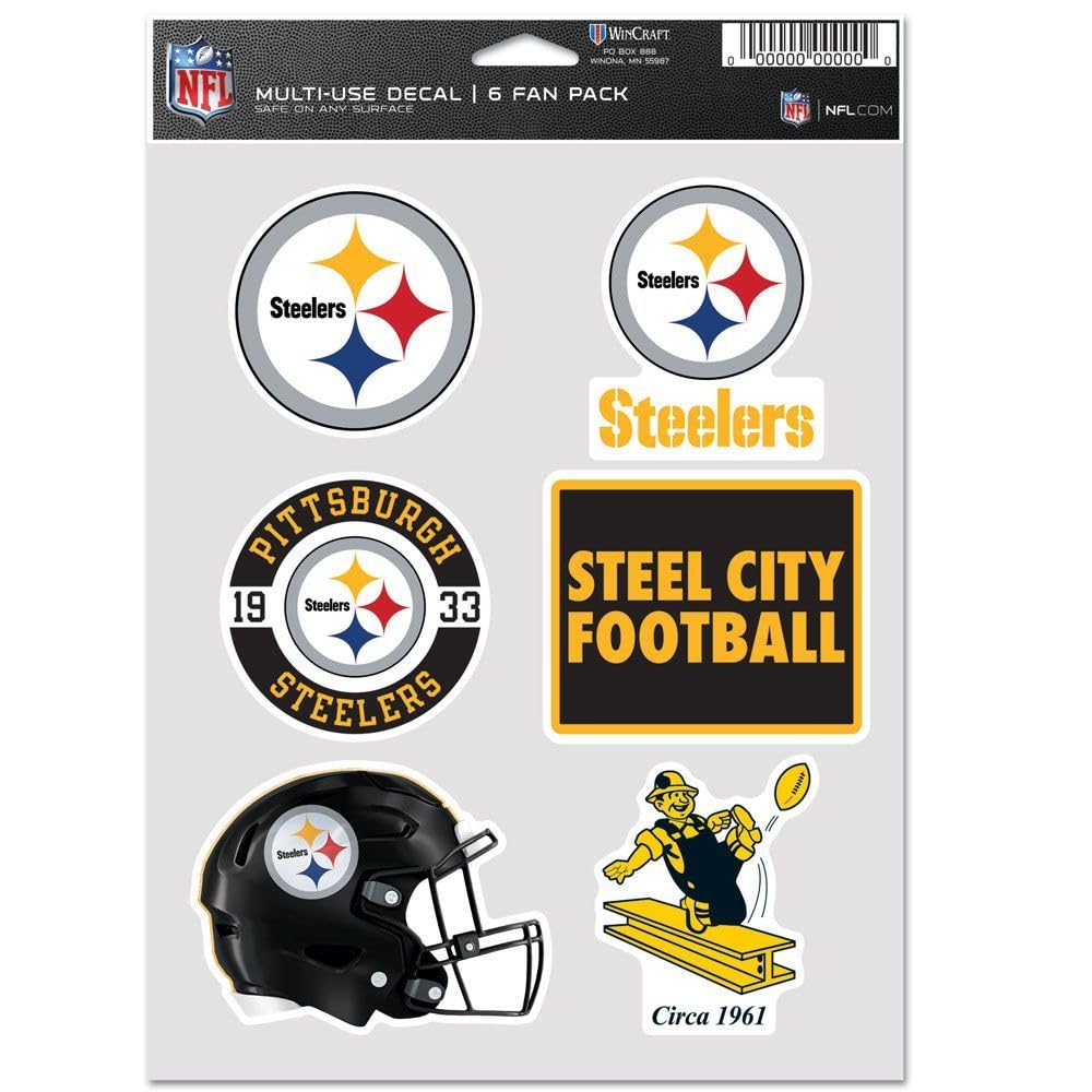 WinCraft NFL Decal Sticker Multi Use 6Set 19x14cm Pittsburgh Steelers