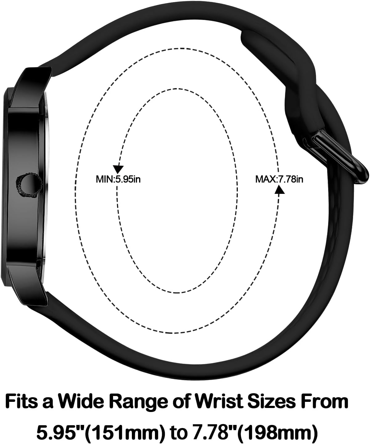 Nurse Watches for Nurses,Nursing Students,Medical Professionals,Doctors,with Variety Colors,Second Hand and 24 Hour,Soft Breathable Colour Silicone Band.Easy to Read Waterproof Watch. H-Black image 3 of 6 B0CJP8PJL9