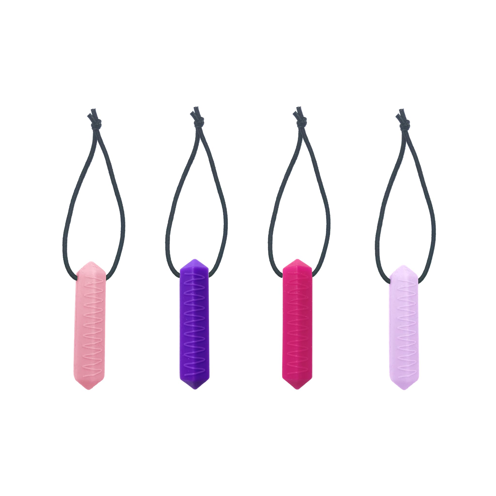 Zip Sensory Chew - Zip Chew Toggles 4 Piece Multi Pack - for Kids with Autism, Anxiety & ADHD - 100% Food Grade Silicone - Sensory Oojamabobs (Pink Mix (Pink/Purple/Magenta/Lilac))