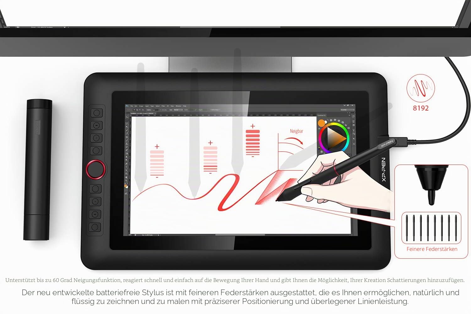 XPPen Artist 13.3 Pro Grafiktablett, vollamitiertes Pen Display, 88% NTSC, Drawing Tablet mit Stift für Home Office und E-Learning, mit Gratissoftware