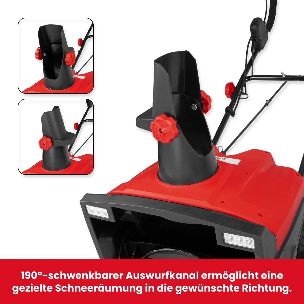 WALTER Elektro Schneefräse 2300 W – 50 cm Arbeitsbreite, 25 cm Räumhöhe, LED-Scheinwerfer, 9 m Wurfweite, 190° Auswurf – leise & kraftvoll für Einfahrt & Gehweg
