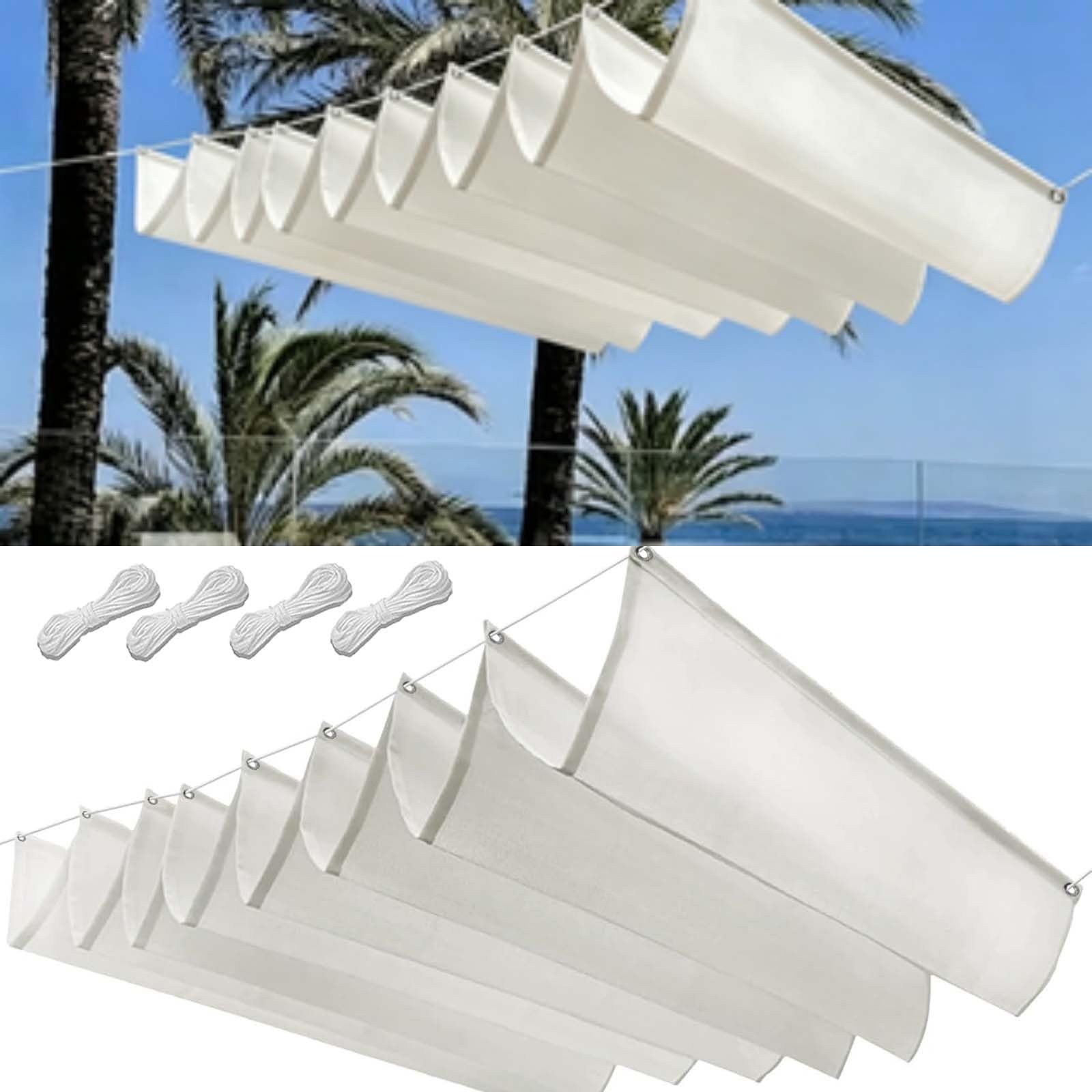 Voile ombrage pour balcon et terrasse store blanc ajustable 60x240