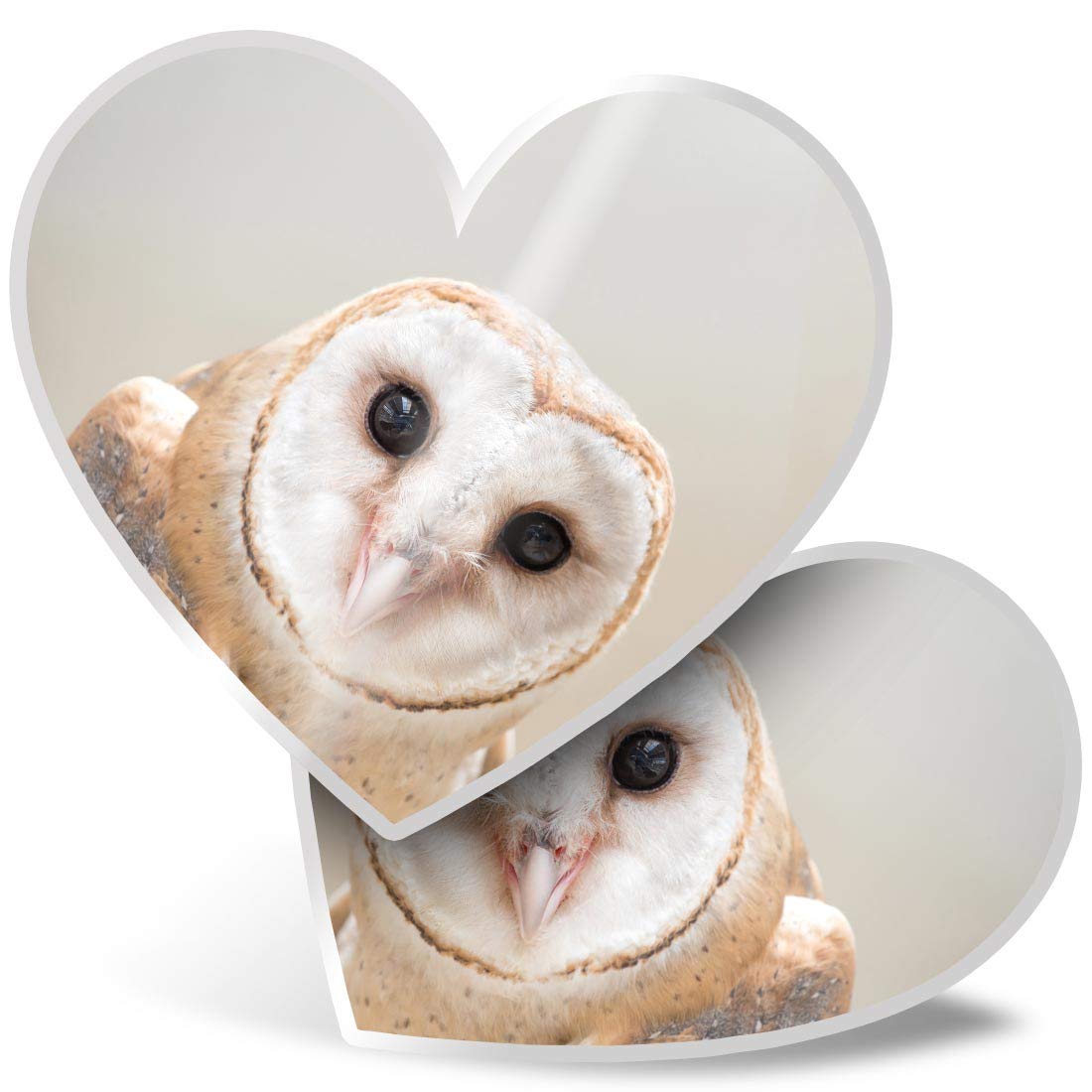 2 x Heart Stickers 7.5 cm - Wise Barn Owl Tyto Albahead Fun Decals for Laptops,Tablets,Luggage,Scrap Booking,Fridges, #15817