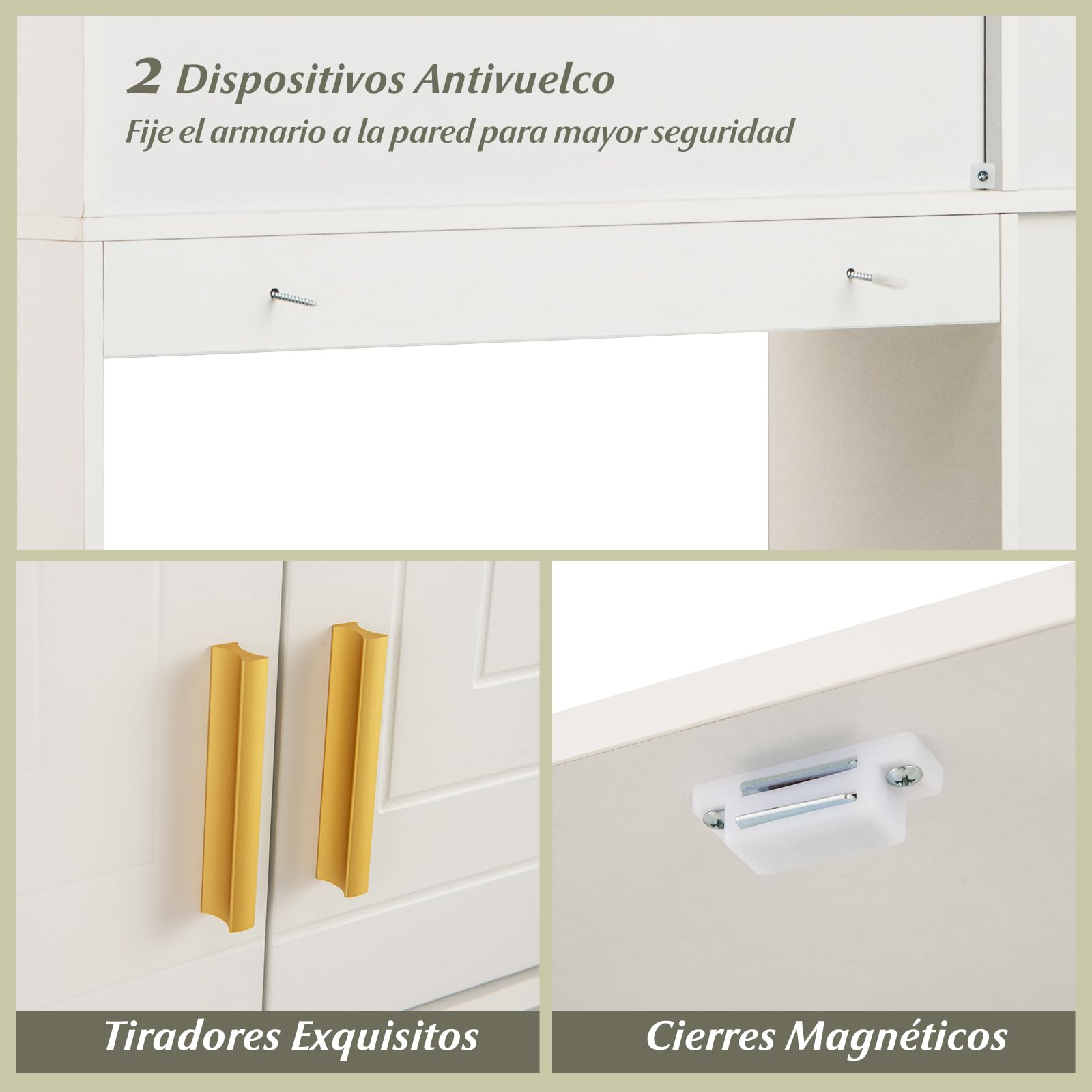 GOPLUS Mueble para WC con Almacenamiento, Armario de Baño con Estante Ajustable, Armario con 2 Puertas, 7 Compartimentos Abiertos, Barra Inferior Ajustable, Mueble para Baño y Lavandería (Blanco)
