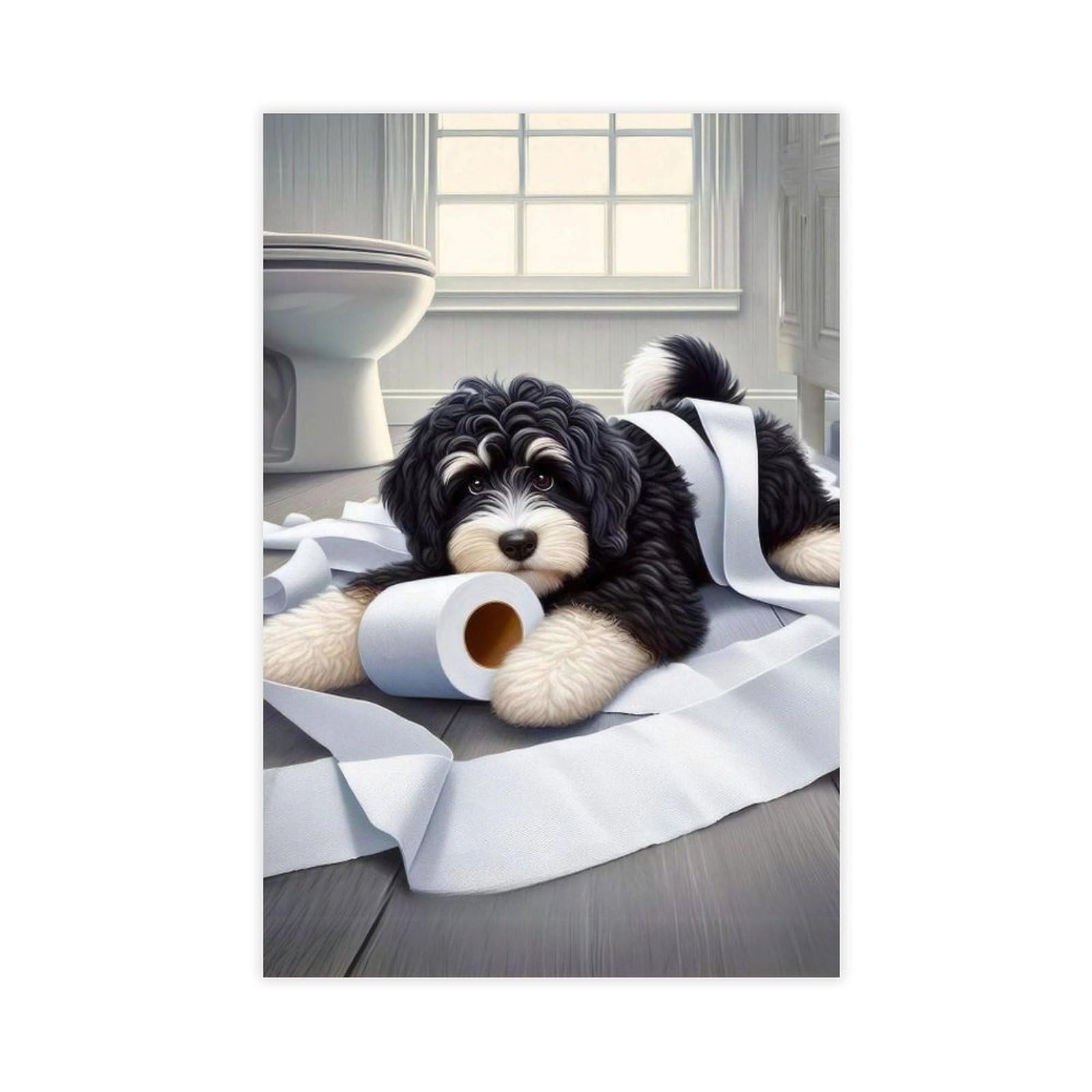 NFFBGFD Bernedoodle Bathroom Canvas Poster Bedroom Decor Landscape Decor Gift 12x18inch(30x45cm)