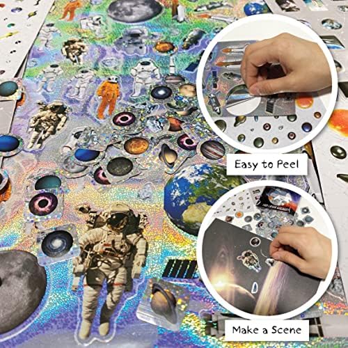 Space Stickers for Children Over 470 Stickers + 16 Space Adventure Scene Sheets - Astronaut, Rocket, Satellite, Planet, Solar System, Space Ship, Meteor - Scrapbooking, Crafting, Party Bag Favours