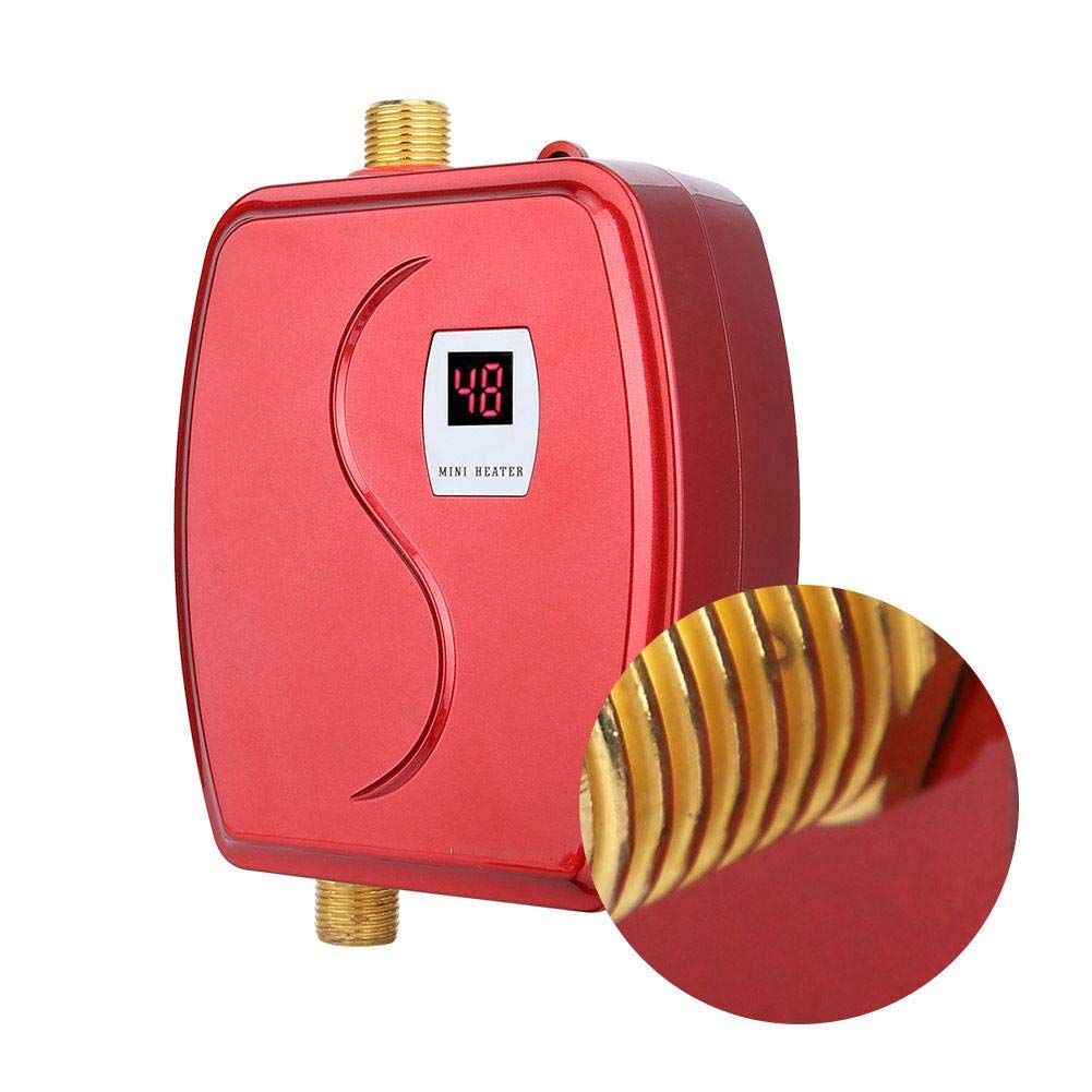 Haofy Calentador de Agua Instantáneo Eléctrico, 3800W 220V Mini Termo Eléctrico Sin Tanque, de Agua Caliente de la Ducha con LCD Pantalla para Lavado de Cocina/Baño, Debajo del Fregadero