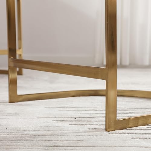 Miniatura 8 de DM Furniture Taburetes de bar de 24 pulgadas de altura de mostrador para isla de cocina, moderna y cómoda, tapizada de terciopelo con brazo y patas