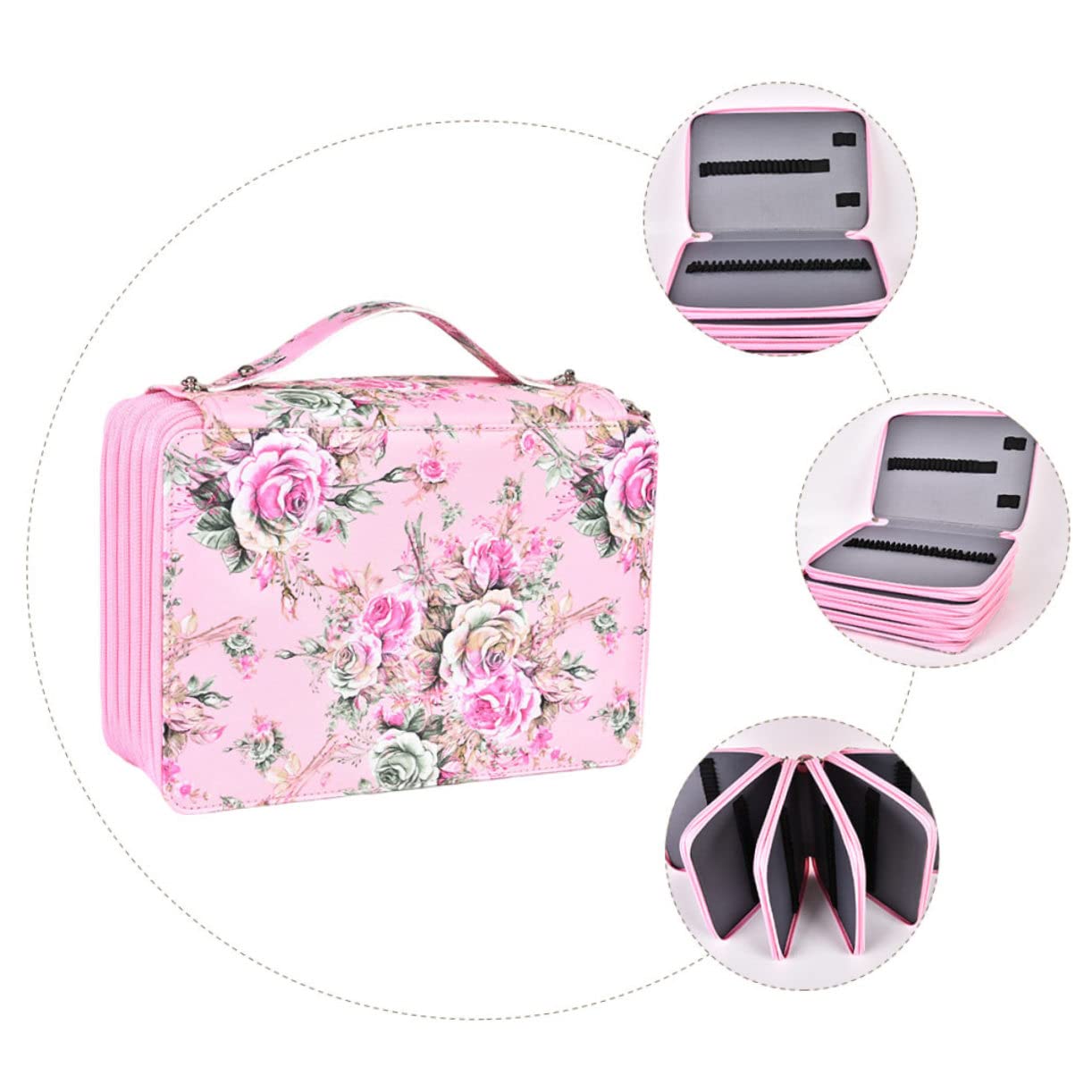 VILLCASE Astuccio Portapenne da Scomparti Manico Astuccio Portamatite per Cancelleria Design Cerniera Pratico e Resistente