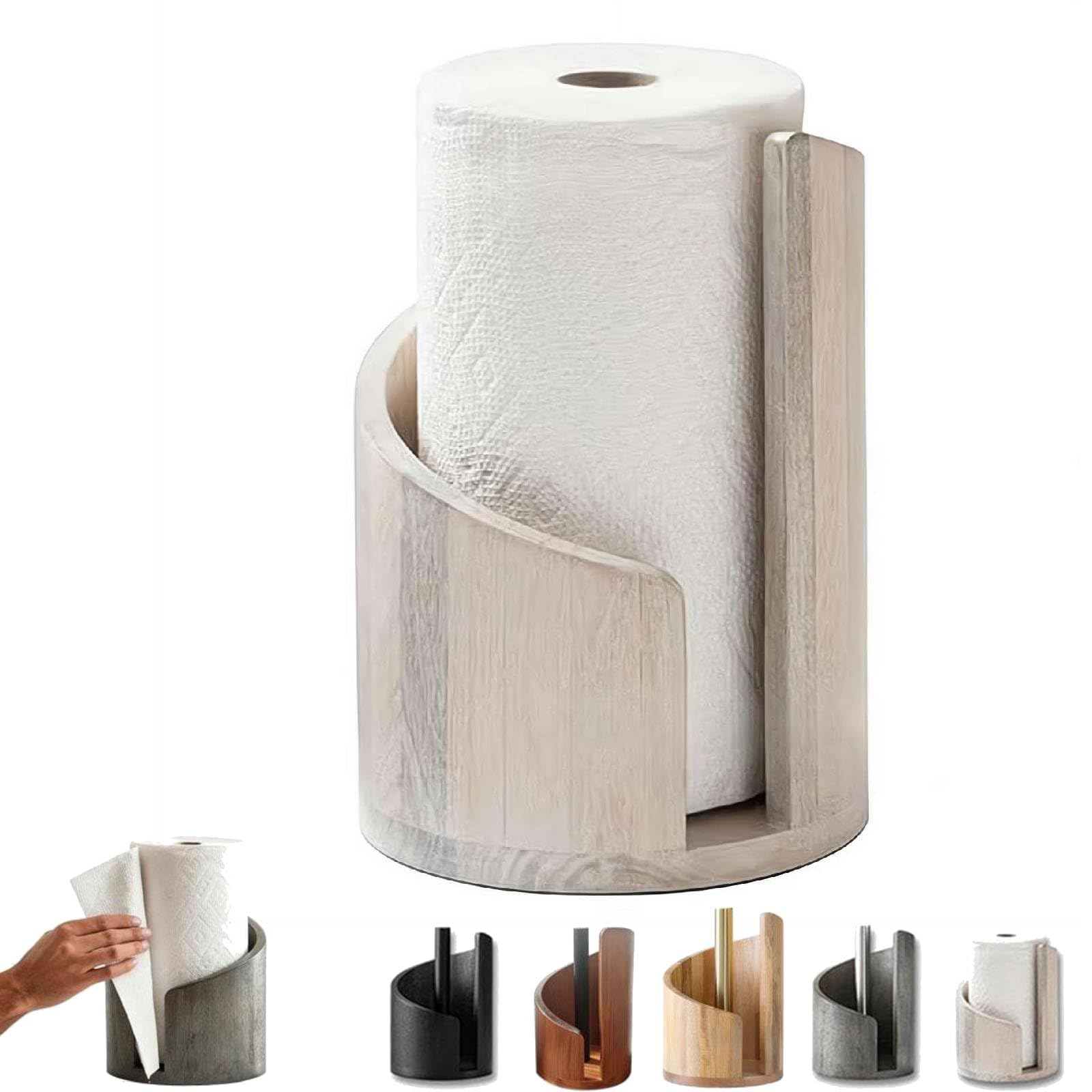2026 New Mountain Paper Towel Holder Countertop,Wooden Paper Towel Holder with Iron Base,Effortless One-Hand Tearing,Fits Jumbo Rolls,Mango Wood Round Base for Kitchen Dining Table Home Decor
