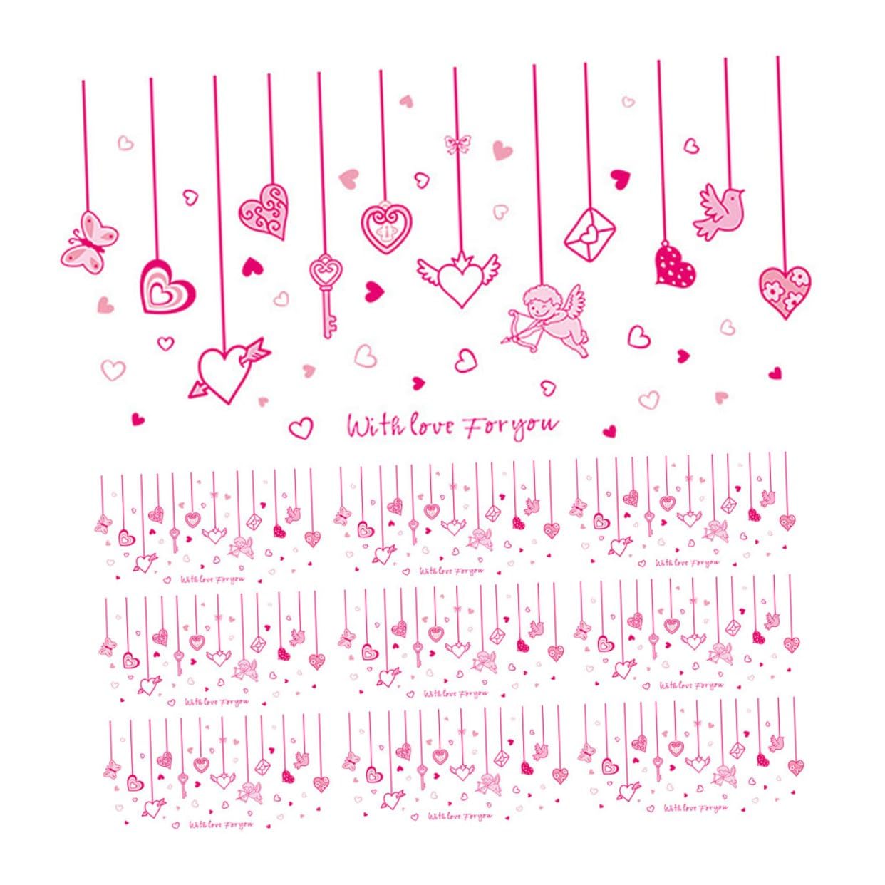 Lot de 10 Autocollants Muraux de Cœur Décorations Romantiques pour Chambre Salon et Fenêtre Stickers DIY pour Saint-Valentin Décoration Murale Festive et Polyvalente