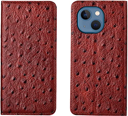 Étui pour iPhone 14 Plus portefeuille en cuir véritable rouge KANUZ
