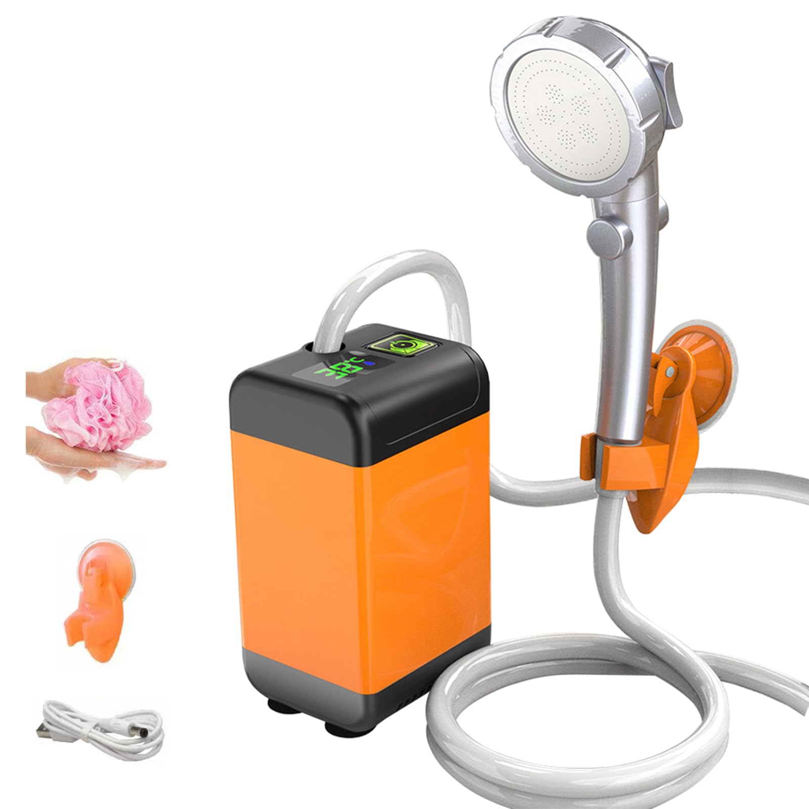 Lixada Campingdusche Tragbare, 4800mAh Camping Dusche mit Pumpe und Temperaturanzeige, Camping Dusche Outdoor Set mit Duschkopf und Schlauch für Garten, Autowaschen, Strand, Reisen