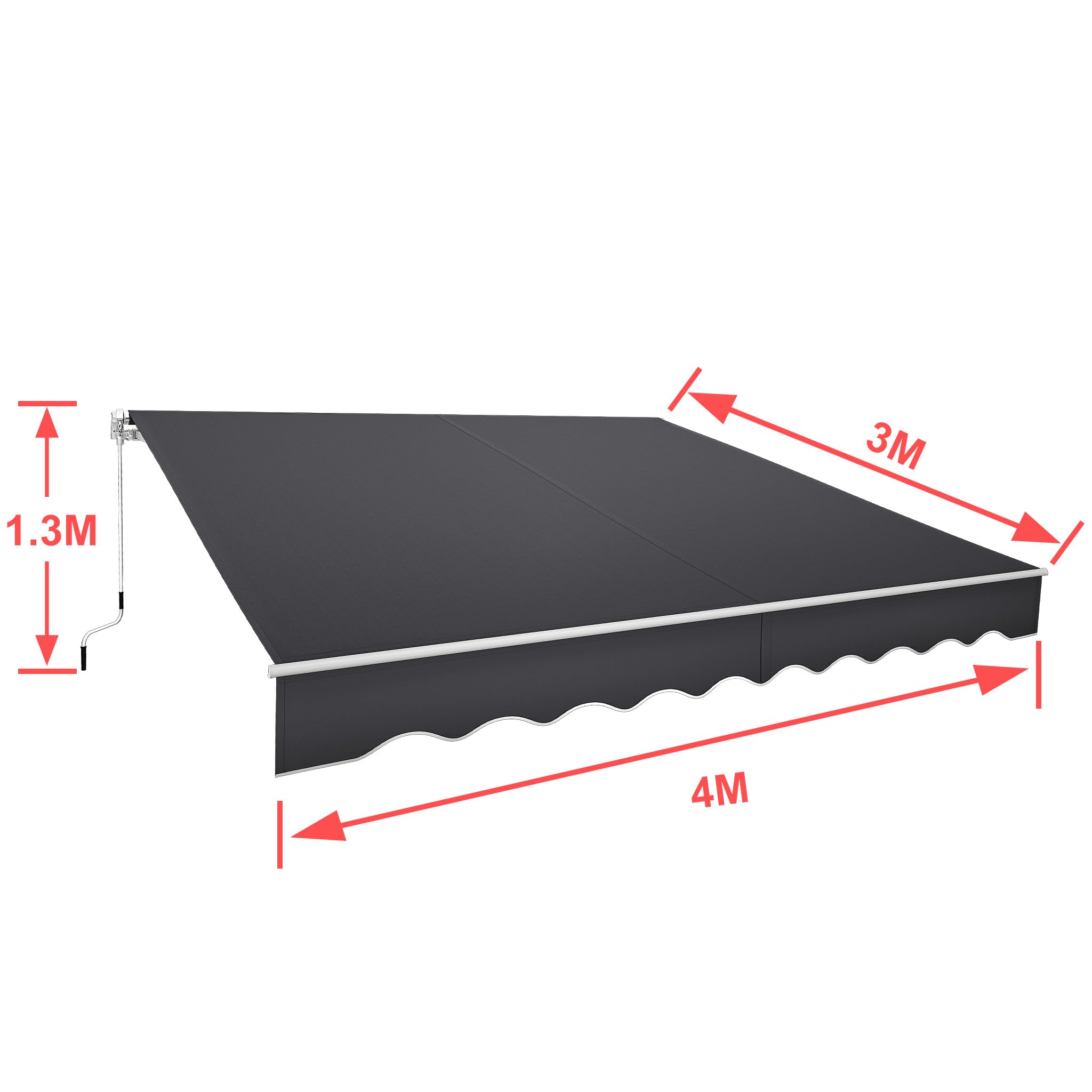 Tenda da sole per balcone con manovella impermeabile antipolvere altezza regolabile grigio scuro 3,6 x 3 m