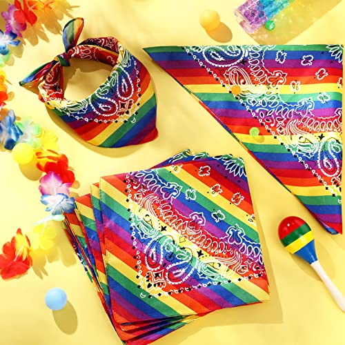 18 Pcs Rainbow Bandanas Paisley Pride Square Scarf LGBTQ Headband Unisex Rainbow Accessories for Men Women PFLAG Pride Parade Decorations2