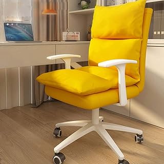 Yangyang Silla para Juegos Silla de Oficina Silla Ergonómica de Escritorio para Computadora para Oficina en Casa Cojín de Tela ExtraíBle con Altura Ajustable,Amarillo