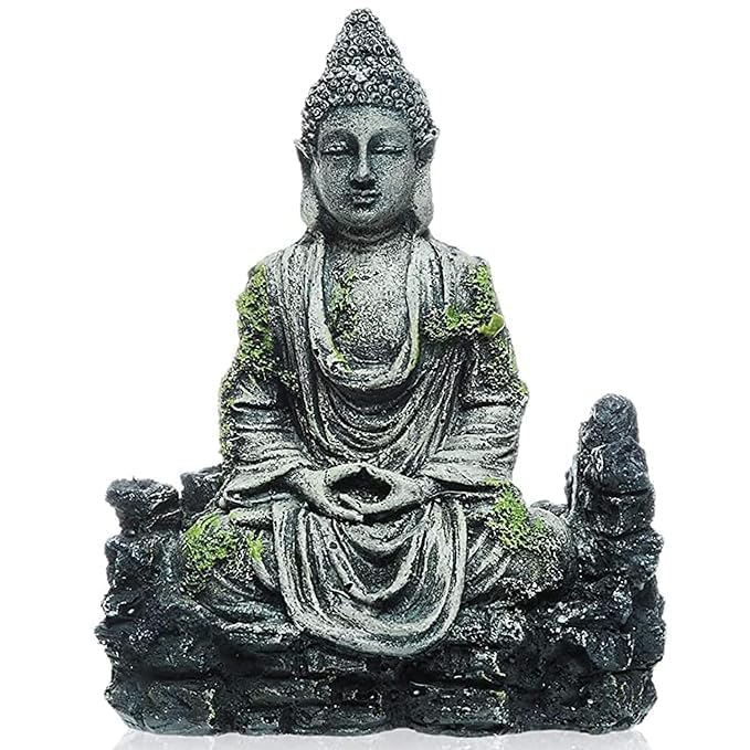 Aquarium Ancient Buddha Statue Decor Underwater Landscape for Fish Tank Decorations Ornaments Accessories (Grey & Green) (B0DFCFXGB7) Amazon Price History, Amazon Price Tracker