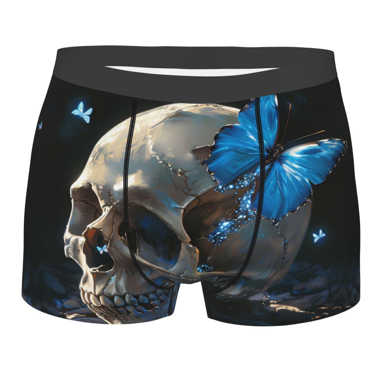 ZORIN Boxer Briefs For Men Underwear Skull Blue Butterfly Fantasy Stretch Trunks Underpants