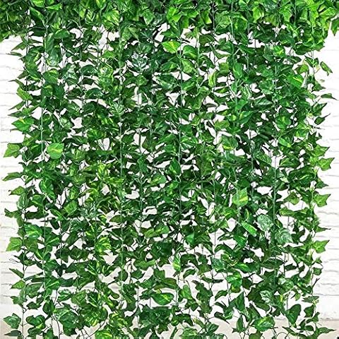ALMHH Artificial Garlands Ivy Leaf Plants 12 Pack Vine Fake Greenery Hanging for Home Kitchen Garden Office, Party Wedding Wall Decoration Cover