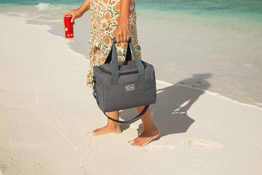 RESTO Bequeme Faltbare Thermotasche 14 L oder 19 L - Perfekte Lunchtasche für Damen & Herren, Kalte & Warme Speisen - Isolierte Kühltasche für Einkauf, Büro, Auto oder Urlaub, im Eleganten Dunkelgrau