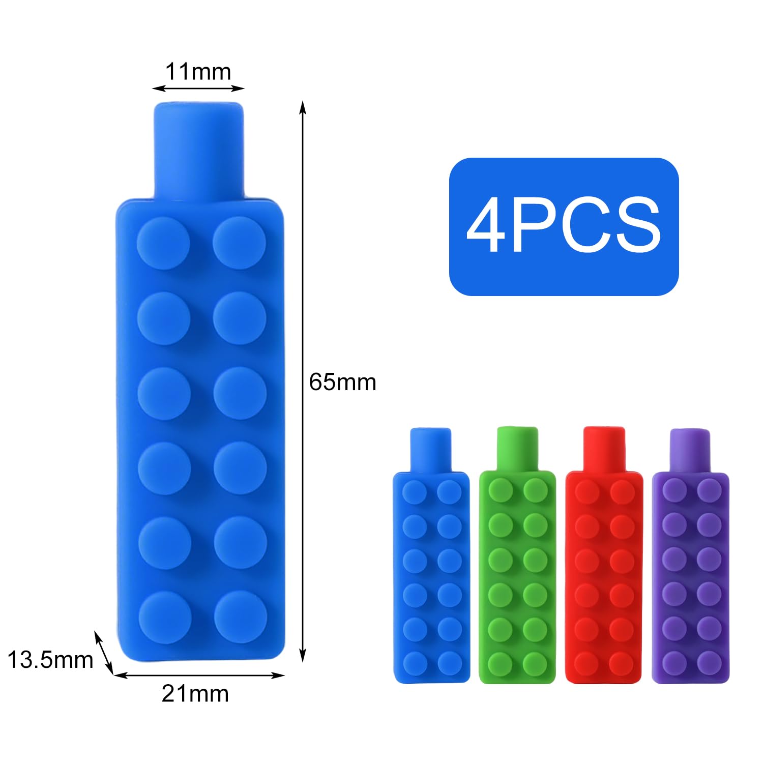 Lot de 4 Embouts de Crayon À Mâcher Silicone Sensoriels pour Dentition, Autisme, TDAH, Enfants