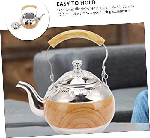 Miniatura 8 de GANAZONO Tetera de acero inoxidable Tetera portátil de agua caliente Hervidor portátil Hervidor de té de acero inoxidable Hervidor de gas Hervidor