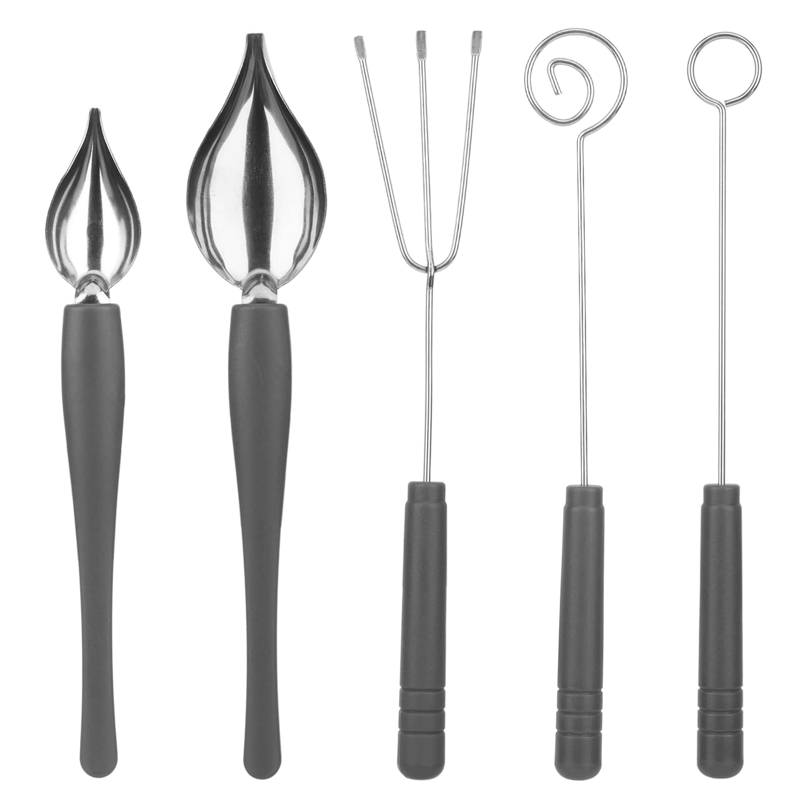 2 pcs Drawing Decorating Spoon Set,3 Pcs Candy Dipping Tools Chocolate Dipping Fork Spoons Set Stainless Steel Chief Art Pencil for Decorative Candy Spoon(Silver+grey)