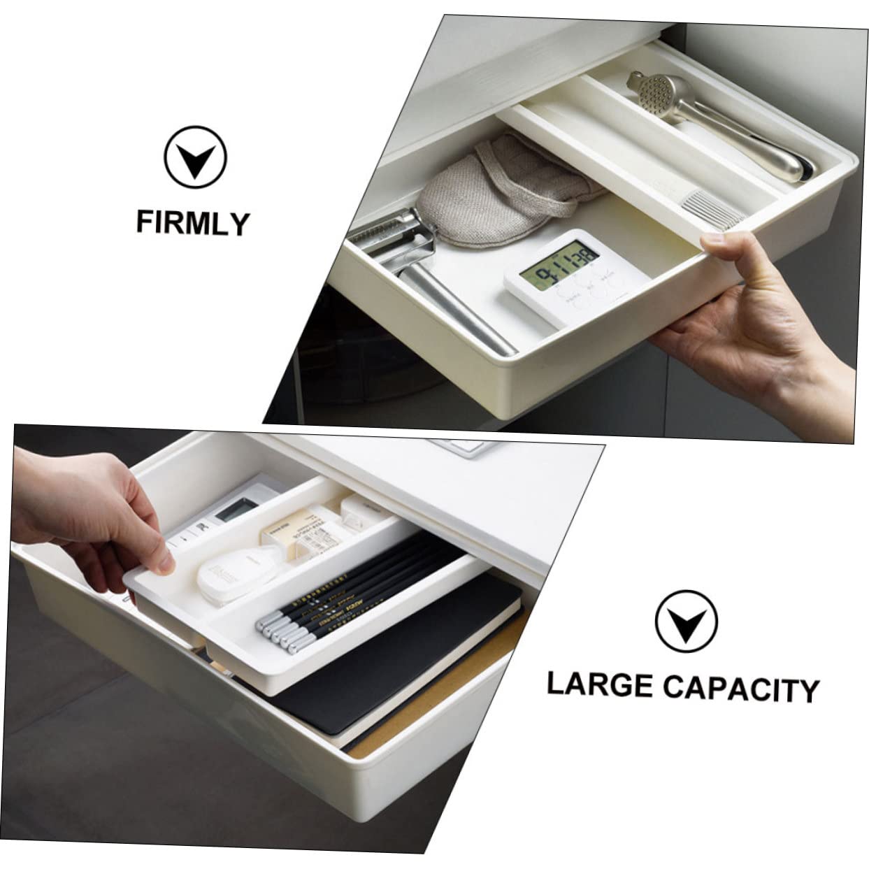 Organizzatore per Sotto la Scrivania Separatore Attaccabile per Tavolo Realizzato in Plastica Resistente Salvaspazio per Cucina e Ufficio