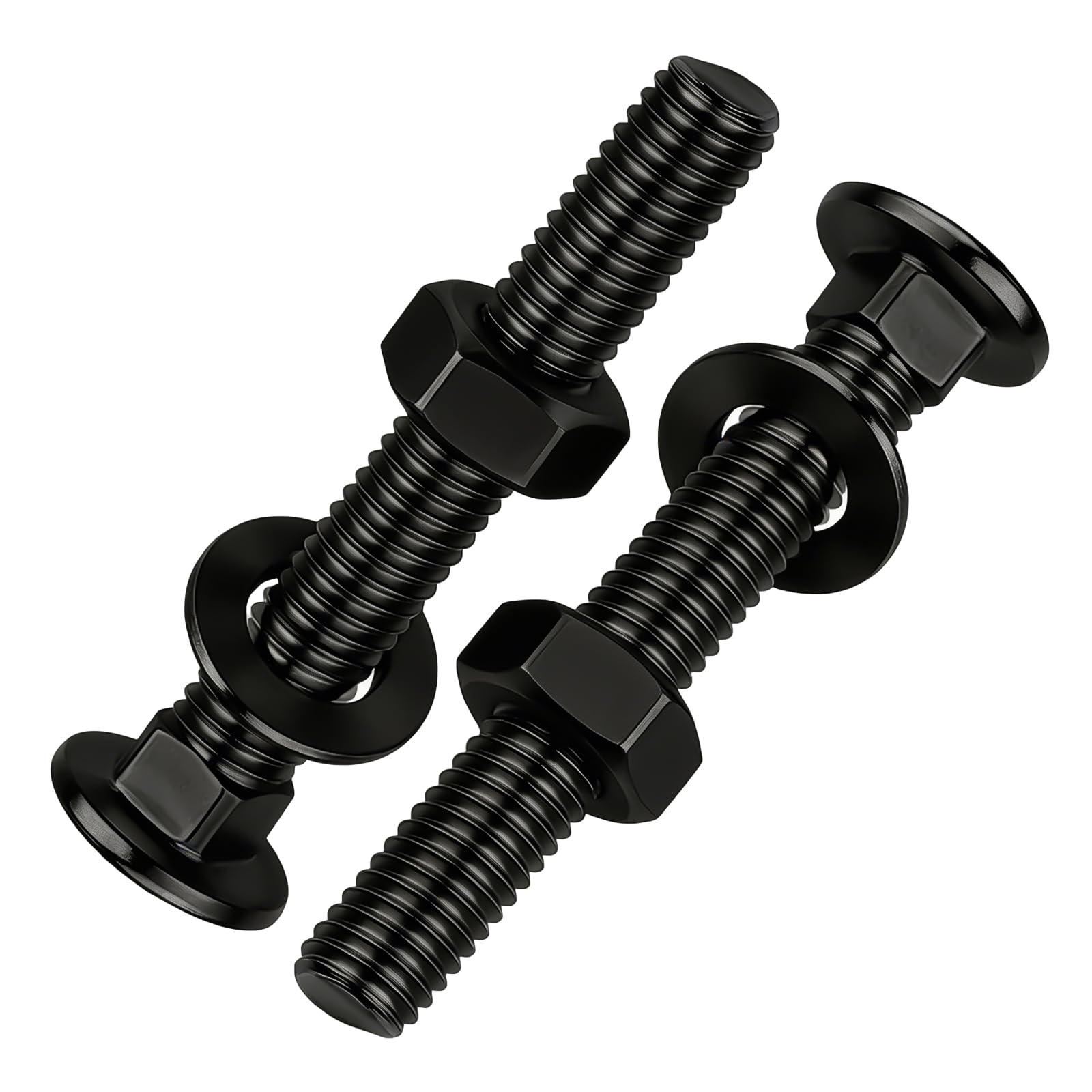 Home DIYer 20Pcs M8 x 60mm Black Carriage Coach Bolts Set, 304 Stainless Steel Heavy Duty Rust Proof, Black Oxide with Flat Washers & Hex Nuts for Construction Furniture Industrial Home DIY
