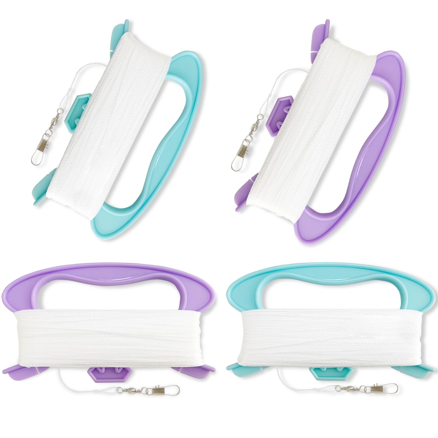 HONBO Kite Handle with String for Kids and Adults, Kite Winder with Non-Slip Grip, Durable Nylon Reel for Different Sizes of Kites, Easy to Use, New Macaron Colors (4 Pack)