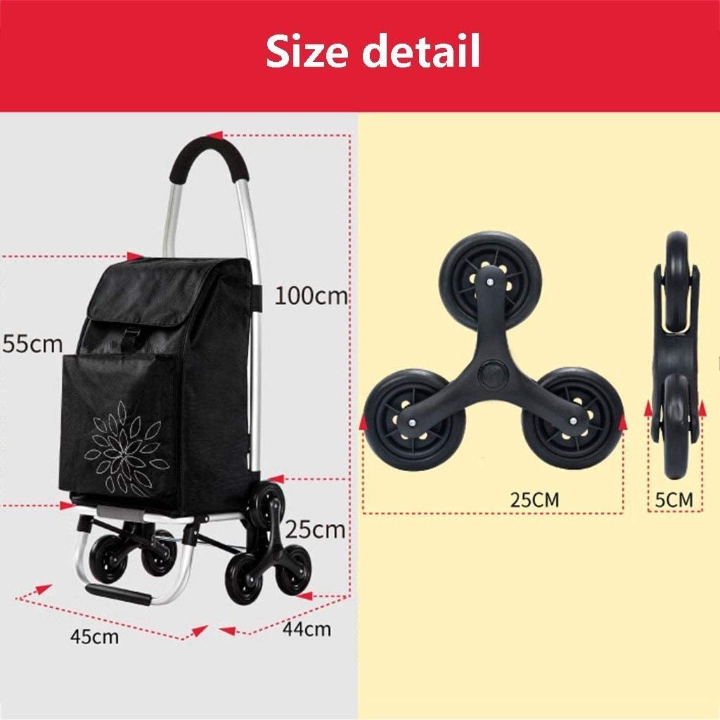 Carrelli Elevatori Carrello Nero Casa Carrello Spesa Pieghevole Carrello Spesa Portatile Bagagli da Viaggio Piccolo Carrello Anziani Trolley Car 60L