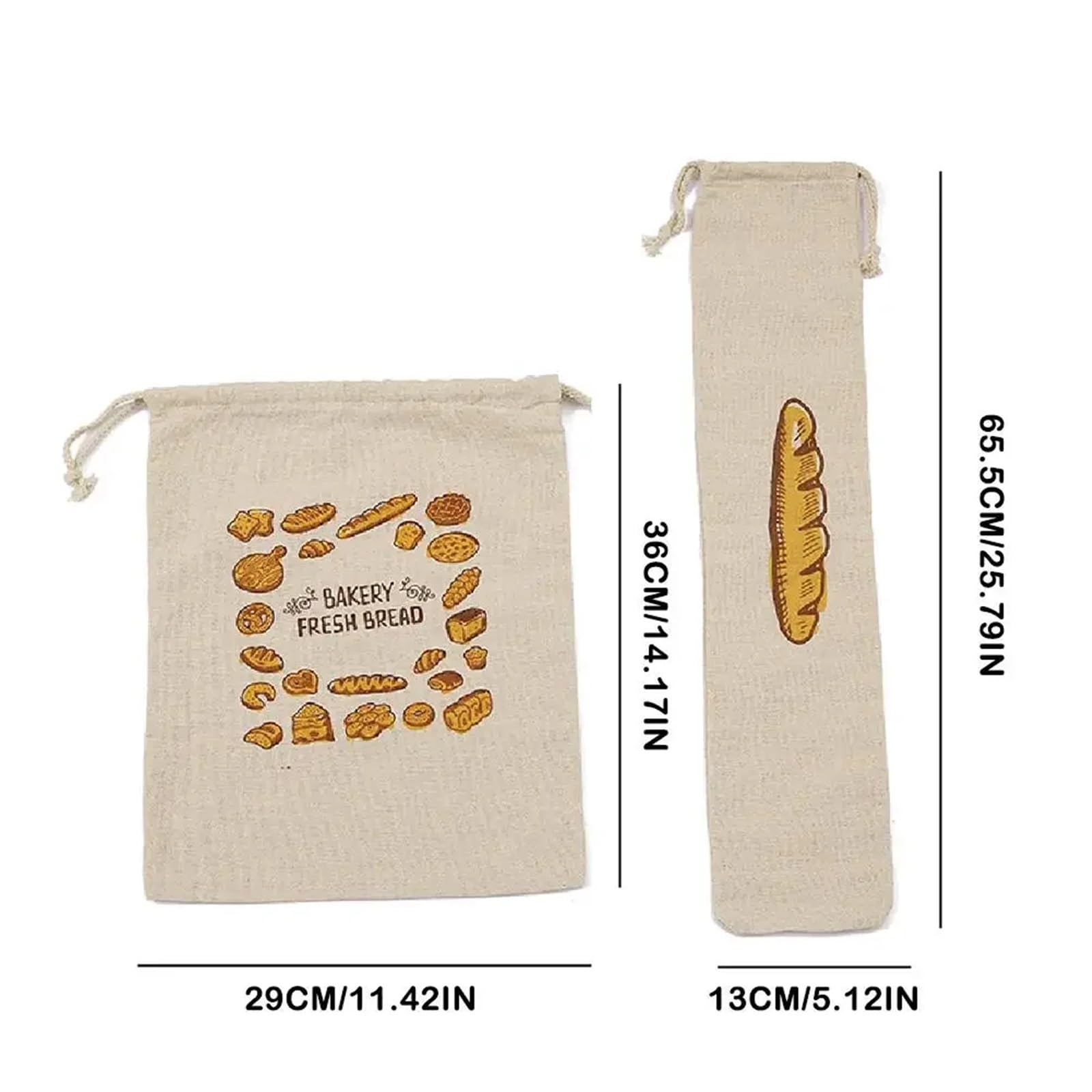 Selbstgemachte Brotaufbewahrungsbeutel, Brotbeutel, Leinen-Brotbeutel, Mehrfarbig, 1–5 Stück, wiederverwendbar, mit Kordelzug, waschbar, ungebleicht, for die Küche | B,5PCS