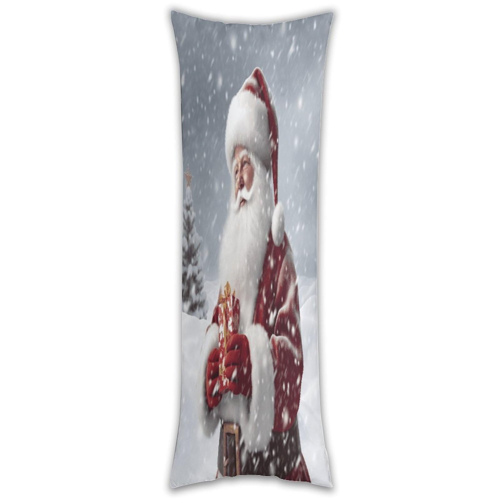 Santa Claus Snow Secenry Pillow Case Breathable Absorb Sweat Long Pillowcover Exquisite Unique Pillow Protector for All Seasons Hot Sleepers Body Pillowcase