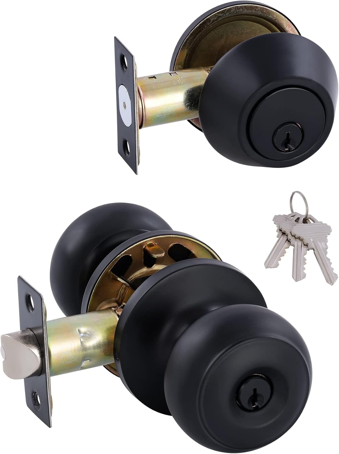 All Keyed Identical Deadbolt Door knob Single Cylinder Deadbolt Lock Combo Set, Classic Matte