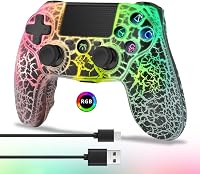 DYONDER Vezeték Nélküli Kontroller PS4-hez RGB Fénnyel, Dupla Rezgéssel - Kompatibilis PS4/Slim/Pro Konzolokkal 1