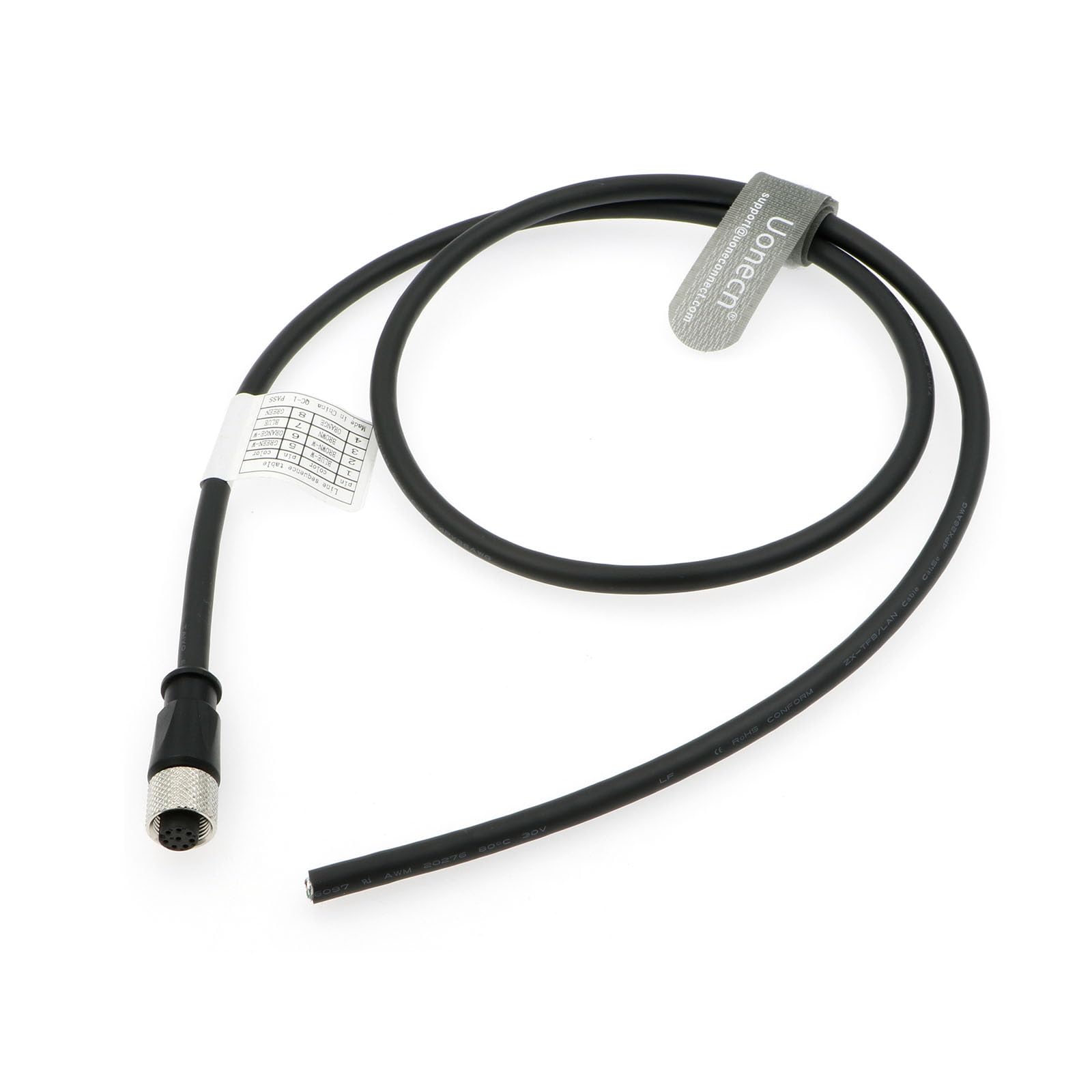 Uonecn Câble d'alimentation M12 8 broches X-Code mâle vers RJ45 blindé Ethernet pour caméra industrielle Cognex 3 mètres