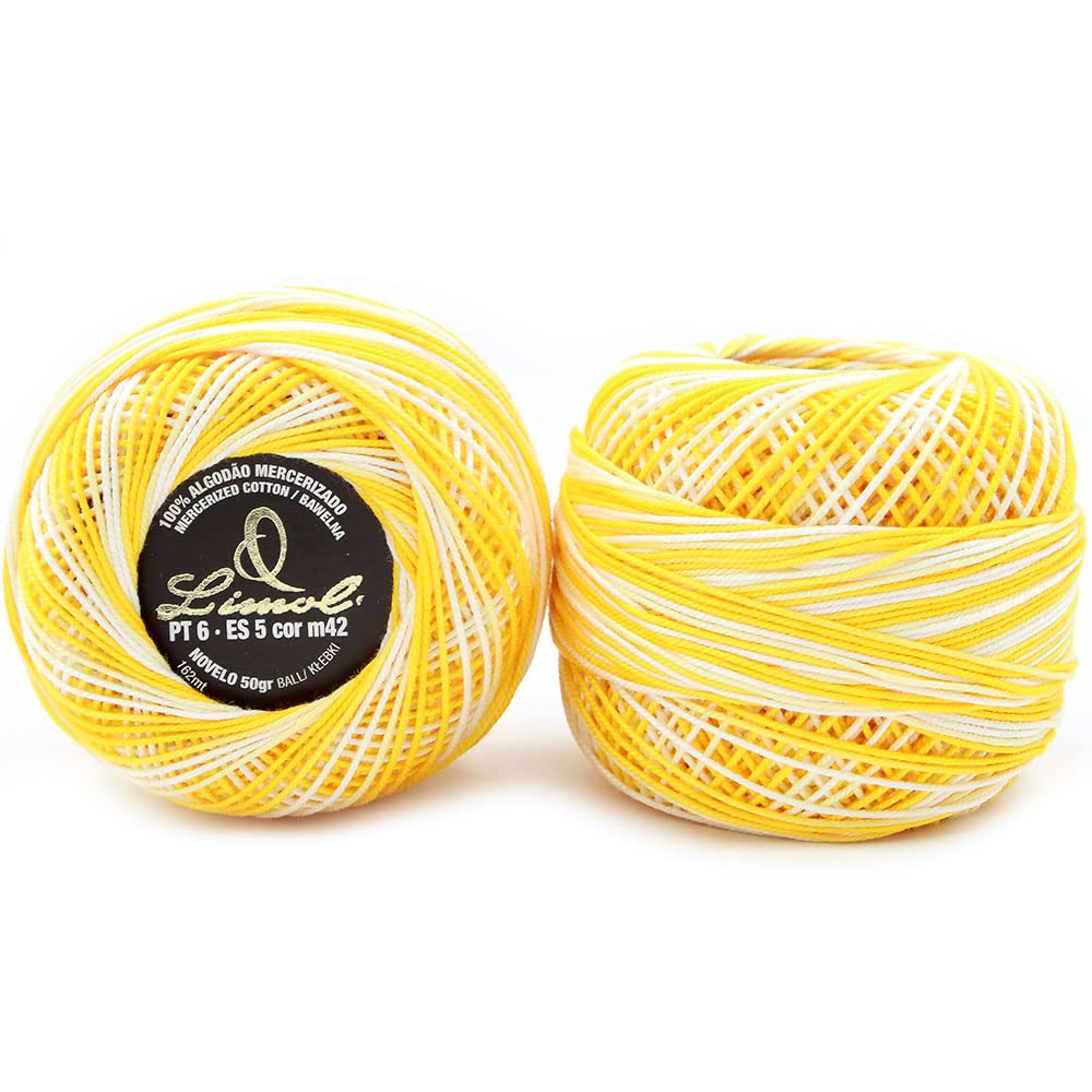 Limol Size 6 Multicolor Tinted 50 Grs 100% Mercerized Crochet Thread Cotton Balls (42)